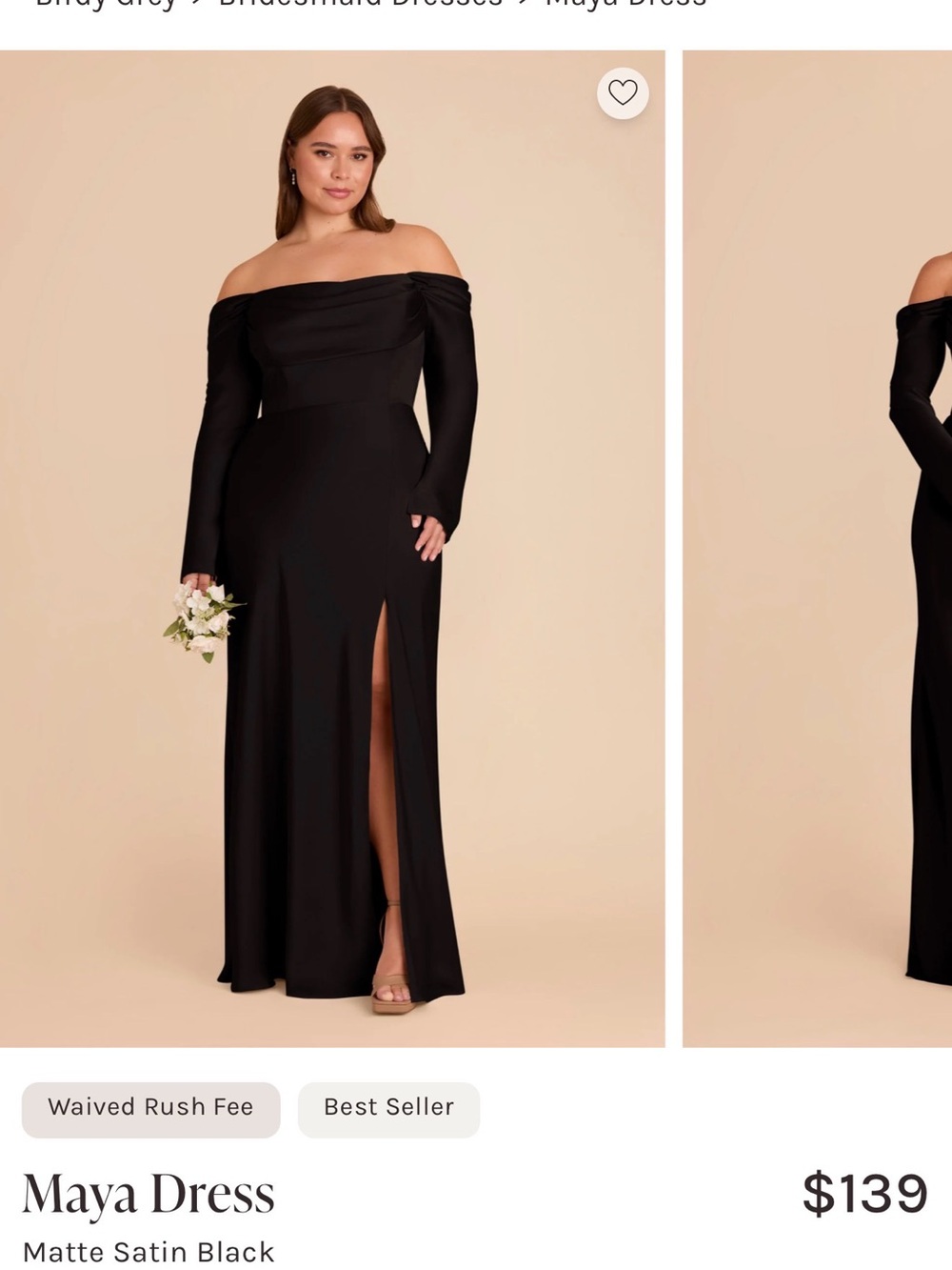 Birdy Grey Maya Dress- Off-the-Shoulder Strapless Matte Satin Dress - Black